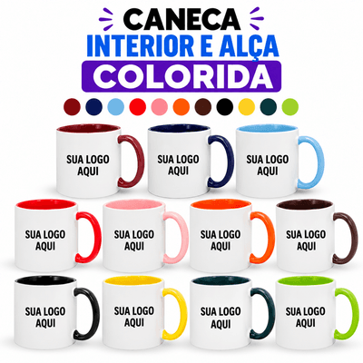 Caneca Porcelana Interior Colorido